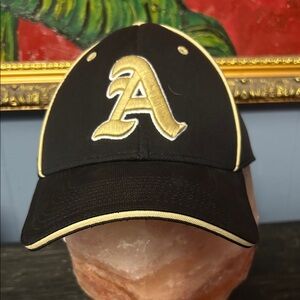 VTG Wolves on back  letter "A" on front Black and Gold Baseball Cap